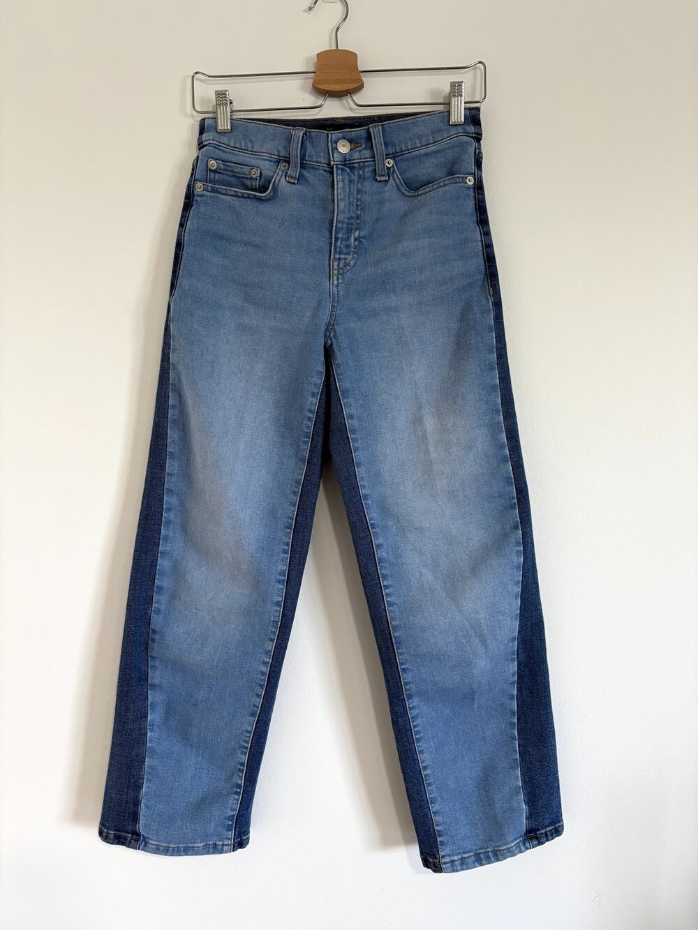 Banana Republic High-Rise Straight Ankle Jeans - Two-Tone Wash (Size 25/0)